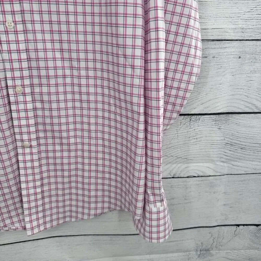 Lauren Ralph Lauren‎ Shirt Mens Med 15-34/35 Plaid Slim Fit Performance Stretch